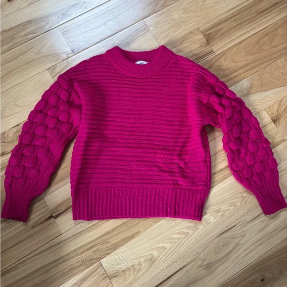 Women's Pink Elodie cable knit sweater XS, box weave sleeve detail - Picture 1 of 4